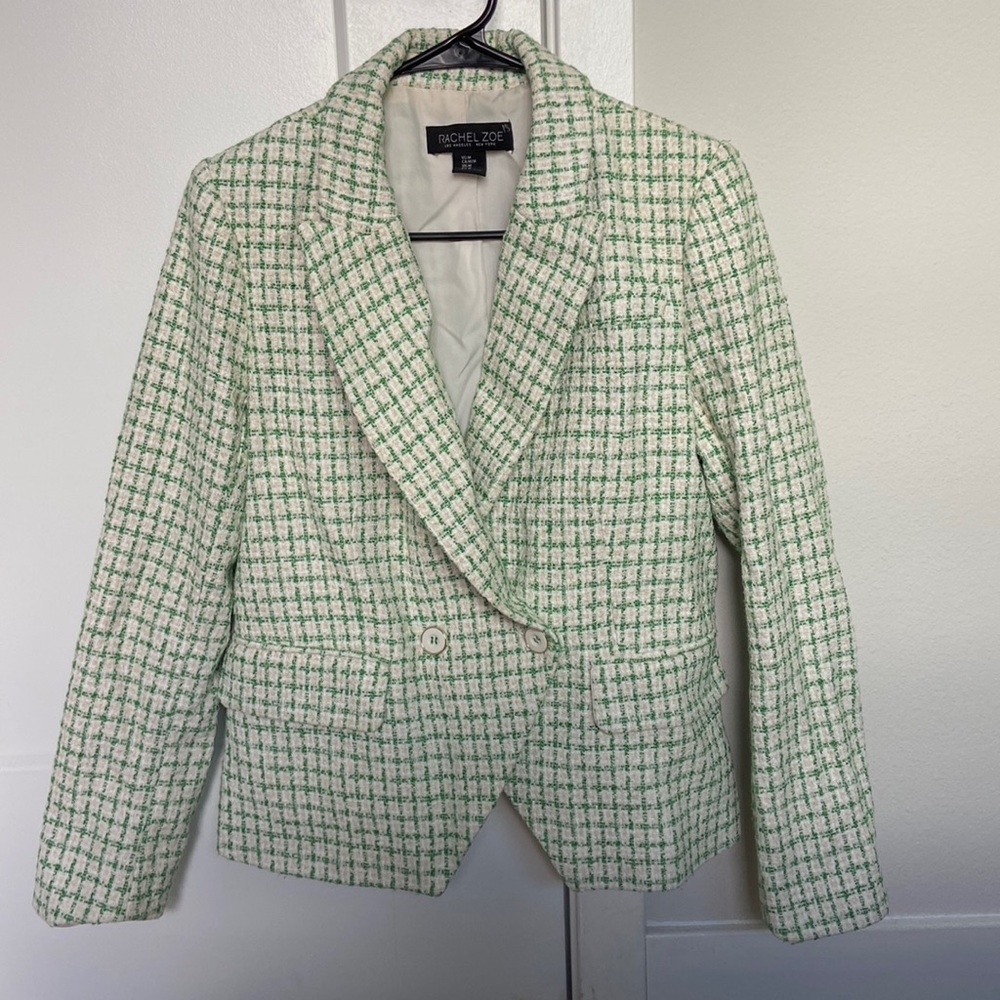 Green and white Rachel Zoe blazer